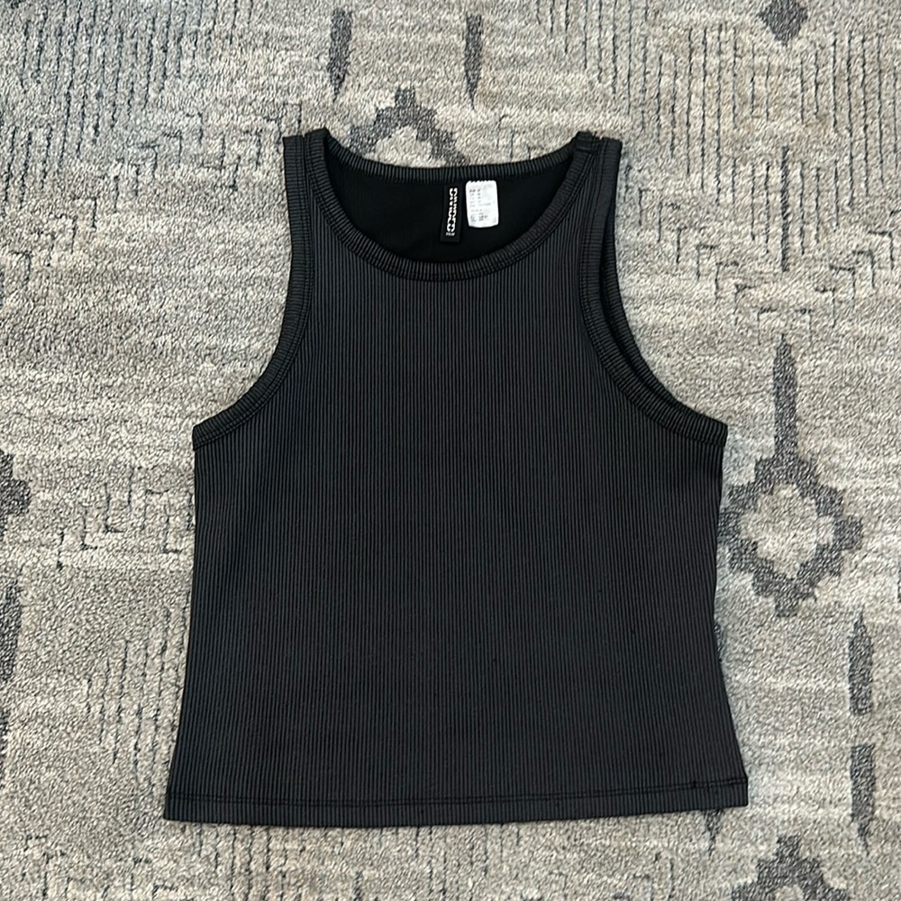 Divided Dark Grey Ribbed crop tank top from H&M size medium